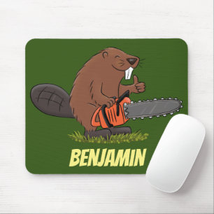 Mousepad Curioso castor com humor de desenho animado