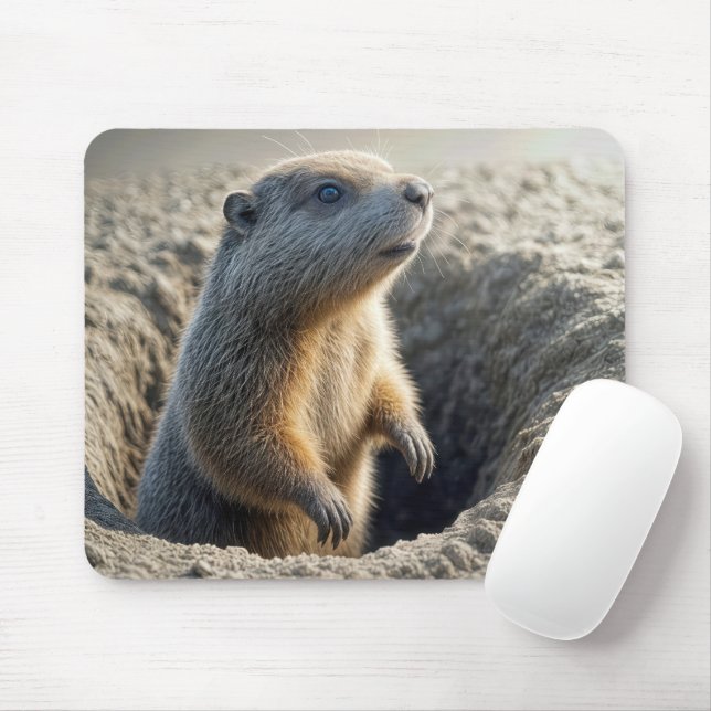 Mousepad Curioso Groundhog em Buraco (Com mouse)
