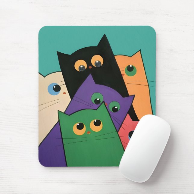 Mousepad Curious Cats (Com mouse)