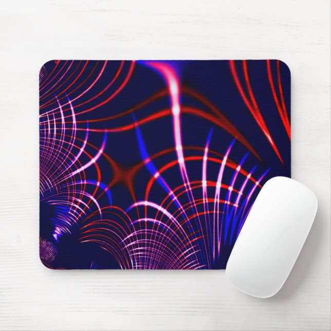 Mousepad Curvas pontiagudas de azul a vermelho, rosa e bran (Com mouse)