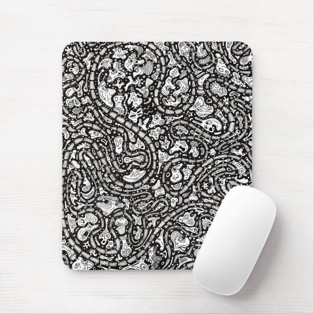 Mousepad Curvy Twisty Cartoon Weird Faces Design (Com mouse)