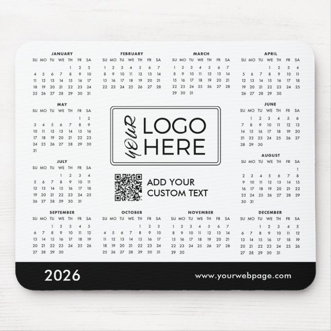 Mousepad Custom 2026 Calendar Business Logo (Frente)