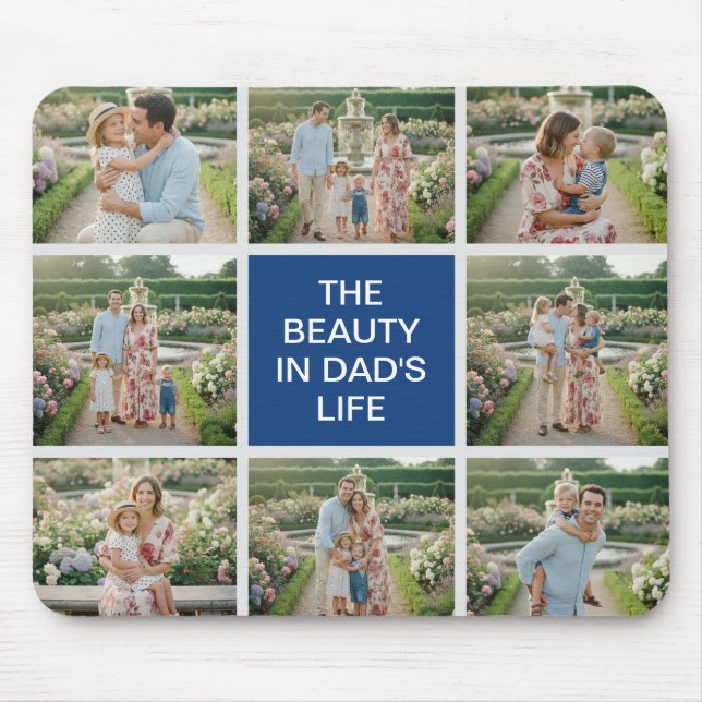 Mousepad Custom 8 Photo Collage - Personalized Dad Gift (Frente)