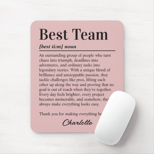 Mousepad Custom Best Team Definition Thank You Team (Com mouse)