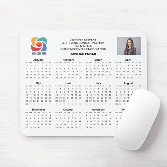 Mousepad Custom Business Logo 2026 Company Calendar (Com mouse)