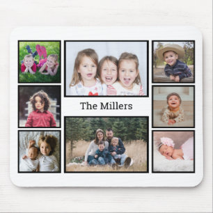 Mousepad Custom Family Name 8 Photo Collage  
