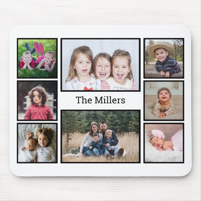 Mousepad Custom Family Name 8 Photo Collage   (Frente)