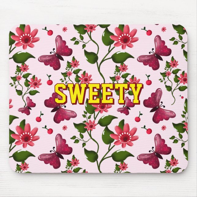 Mousepad Custom floral butterfly pattern  (Frente)