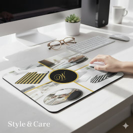 Mousepad Custom Four Photo Monogram Design Perfect