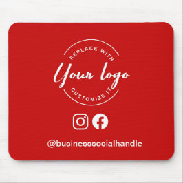 Mousepad Custom Logo Red Business Branding social handle