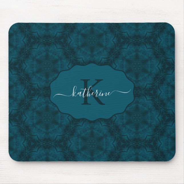 Mousepad Custom Monogram Teal Navy Blue  (Frente)