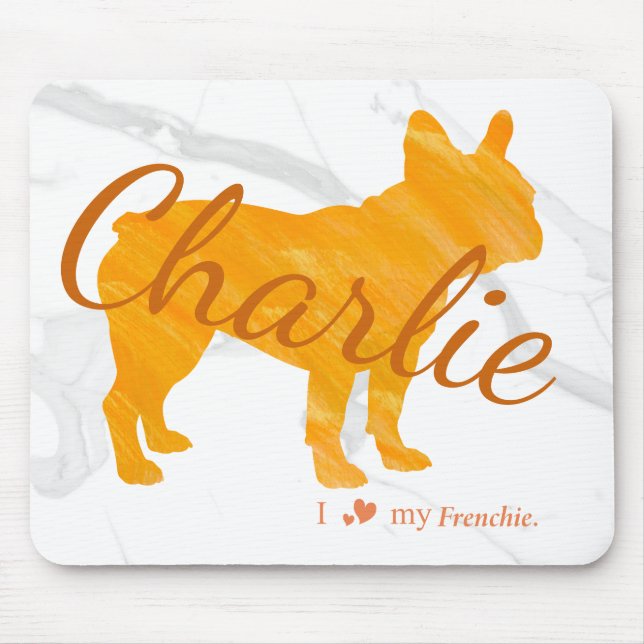 Mousepad Custom Pastel Orange French Bulldog - Frenchie (Frente)