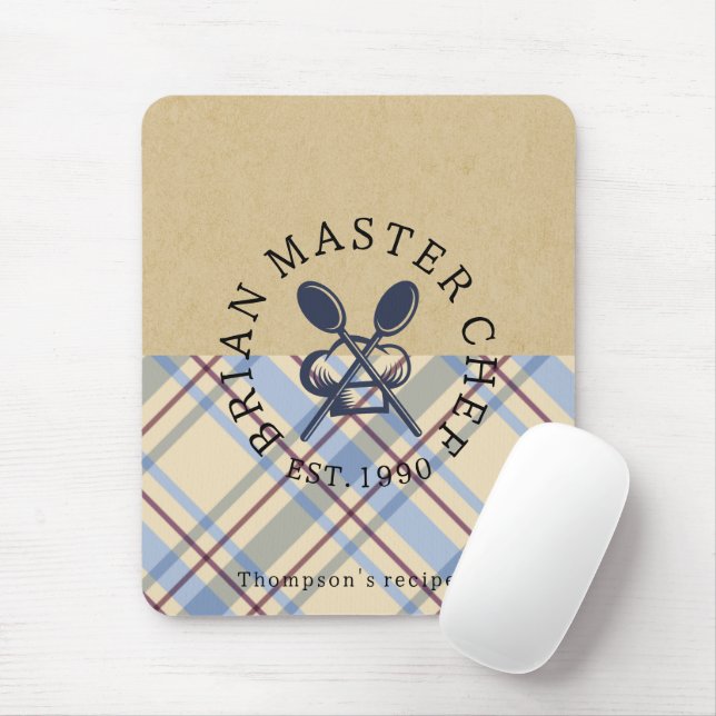 Mousepad Custom rustic kraft paper and tartan farmhouse (Com mouse)