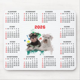 Mousepad Customisable Cute Schnauzer Dog Calendar