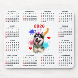 Mousepad Customisable Cute Siberian Husky Dog Calendar