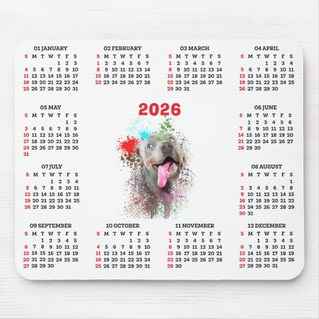 Mousepad Customisable Cute Weimaraner Dog Calendar  (Frente)