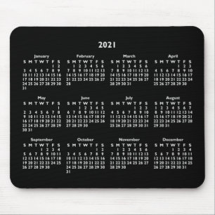 Mousepad Customizable Black and White 2021 Calendar