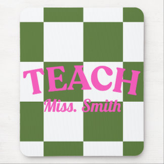 Mousepad Customizable Green Checkered Teacher Clipboard 