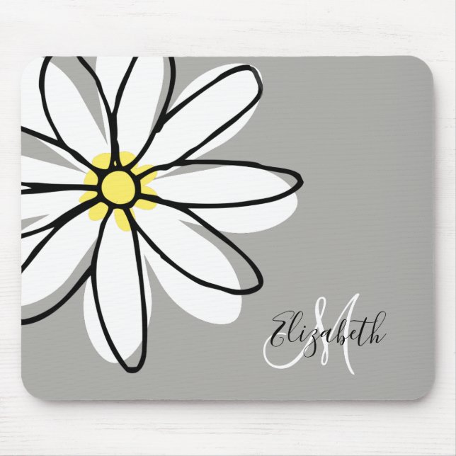 Mousepad Cuta Daisy White Monograma Desenhada (Frente)