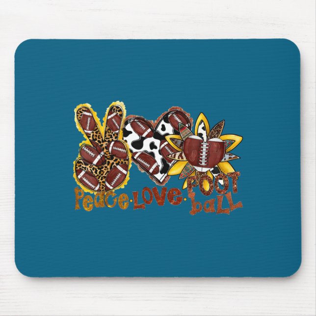Mousepad Cute American Peace Football Football Leopard Love (Frente)