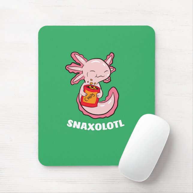Mousepad Cute Axolotl Lover Snaxolotl Kawaii Comida Axolotl (Com mouse)