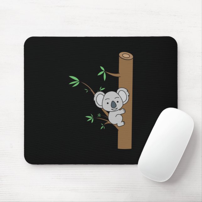 Mousepad Cute Baby Koala Subindo Uma Árvore Eucalyptus (Com mouse)