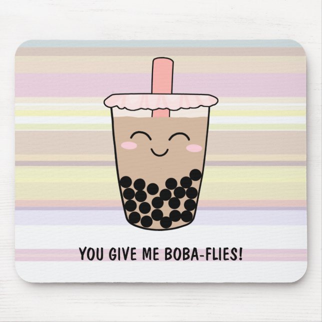 Mousepad Cute Boba Milk Tea Pun (Frente)