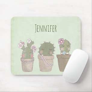 Mousepad Cute Cactus Trio Vestindo Joias