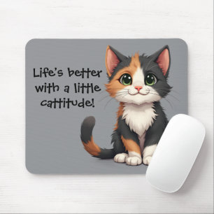 Mousepad Cute Calico Kitten Kawaii Cottagecore