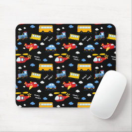 Mousepad Cute Cartoon Vehicles Pattern 