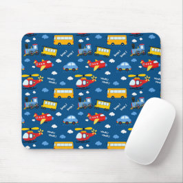 Mousepad Cute Cartoon Vehicles Pattern 