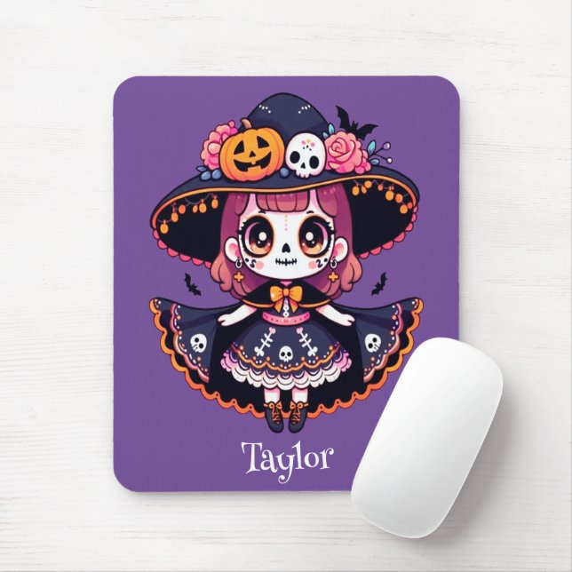 Mousepad Cute catrina girl halloween personalized (Com mouse)