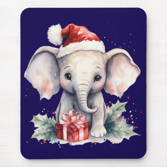 Mousepad Cute Christmas Elephant (Frente)