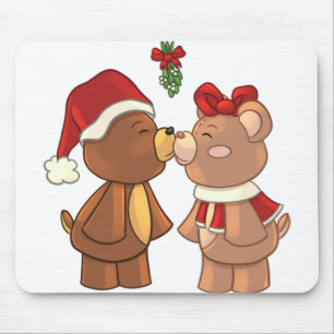 Mousepad Cute christmas ursos beija-flores com amaldiçoo