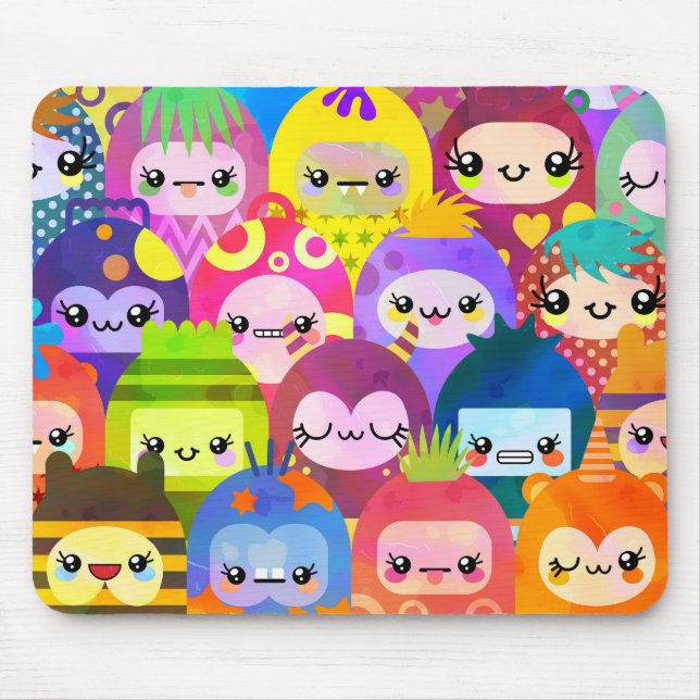 Mousepad Cute Colorful Cartoon People Characters (Frente)