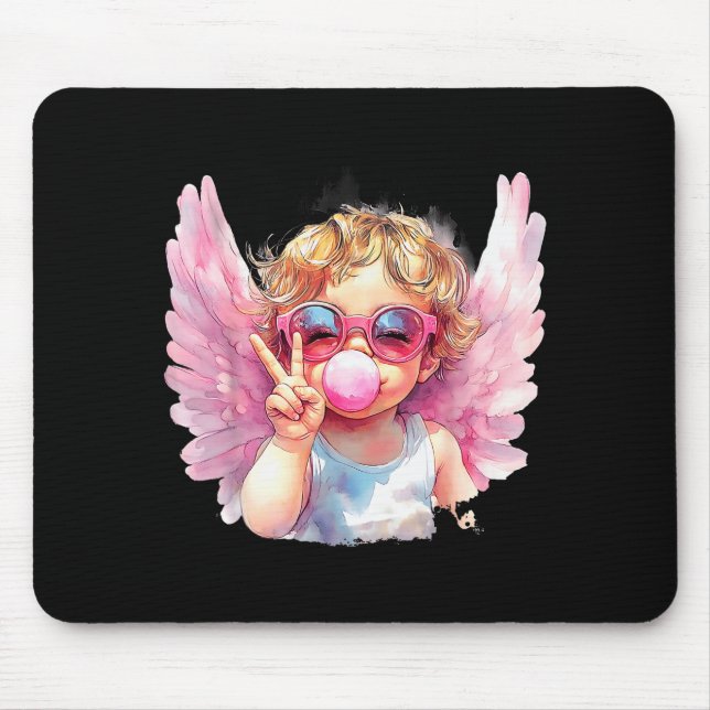 Mousepad Cute Cupid soprando chicletes simples Dia dos Namo (Frente)