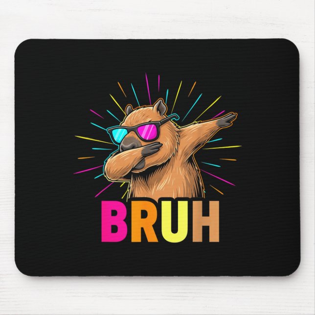 Mousepad Cute Dabbing Capybara Funny Animal Meme Capy Lover (Frente)