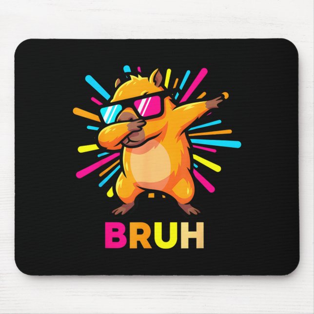 Mousepad Cute Dabbing Capybara Funny Animal Meme Capy Lover (Frente)