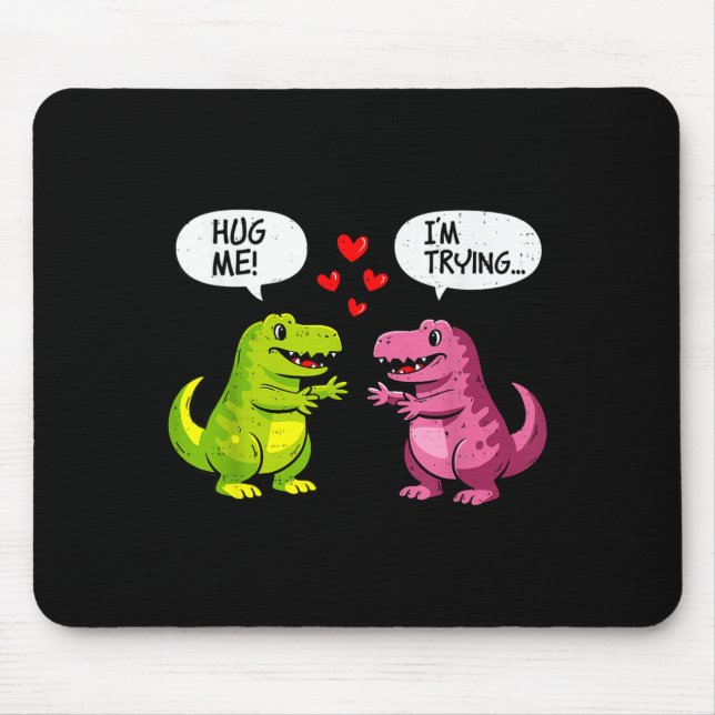 Mousepad Cute Dinosaur T Rex Hug Valentines Day Couple Boyf (Frente)