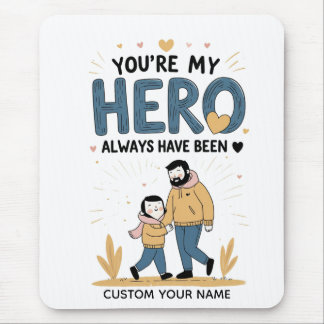 Mousepad Cute Father and Daughter Illustration 