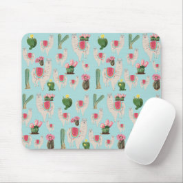 Mousepad Cute Fiesta Llama & Cactus Pattern