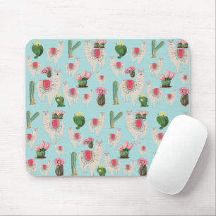 Mousepad Cute Fiesta Llama & Cactus Pattern