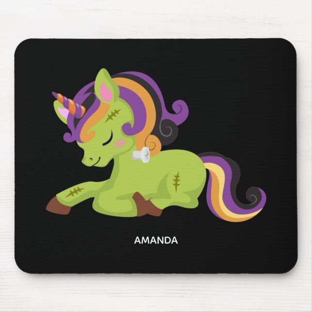 Mousepad Cute Frankenstein Unicorn Halloween (Frente)
