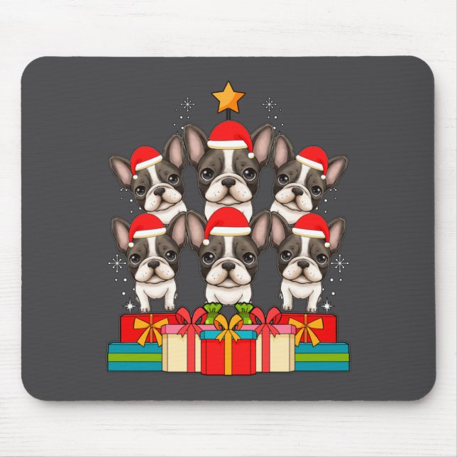 Mousepad Cute French Bulldog Le Frenchie Christmas Tree Xma (Frente)