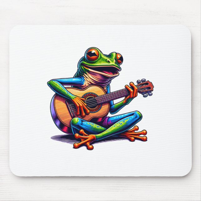 Mousepad Cute Frog Playing A Guitar Dont Worry Be Hoppy _1  (Frente)