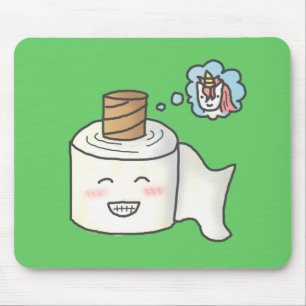 Mousepad Cute Funny Papel Higiênico Sonhando que é Unicórni