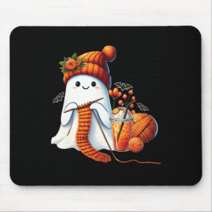 Mousepad Cute Ghost Crochet Knitting Amante Café de Hallowe