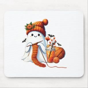 Mousepad Cute Ghost Crochet Knitting Amante Café de Hallowe