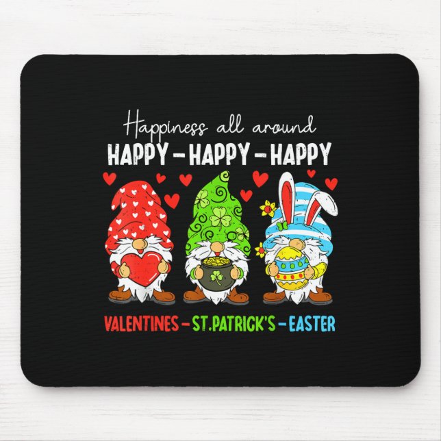 Mousepad Cute Gnome Happy Valentines St Patricks Easter Hol (Frente)
