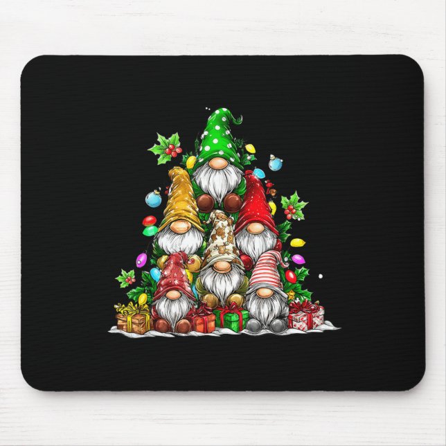 Mousepad Cute Gnomes Christmas Tree Lights Gnomies Gnome Xm (Frente)